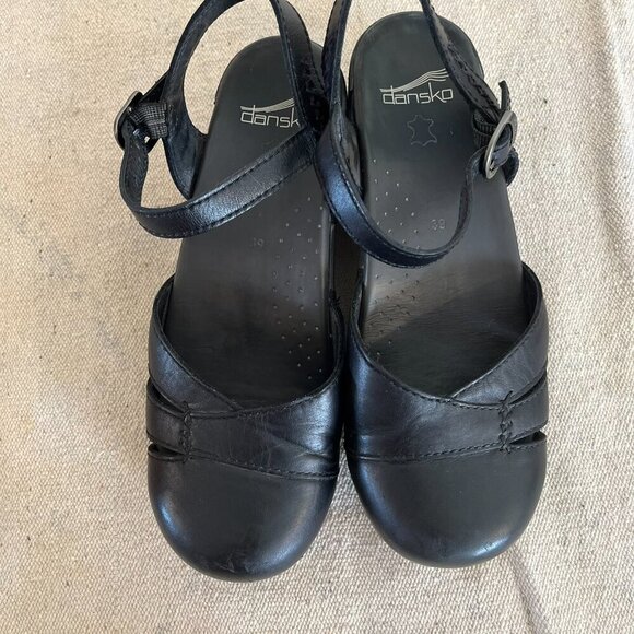 Dansko Woman's Black Leather Margrete Mary-Jane Sling-Back Clogs Sz 8.5 - 9 - Picture 3 of 13